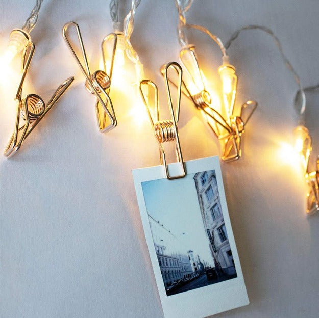 Gold Photo Clips Lights - Warm White LED Chronos