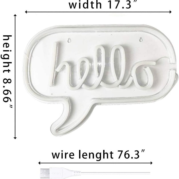 Neon Sign Light | Wall Hanging | Hello