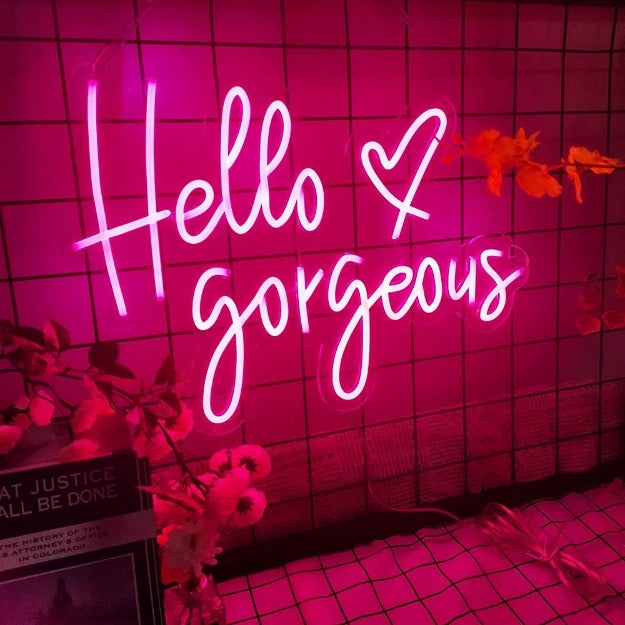 Hello Gorgeous Neon Sign Neon Signage  Chronos lights