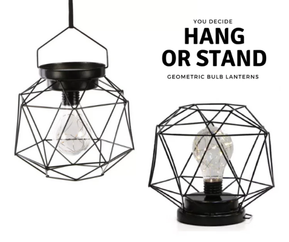 Geometric Metal Cage Lamp - Black - Chronos