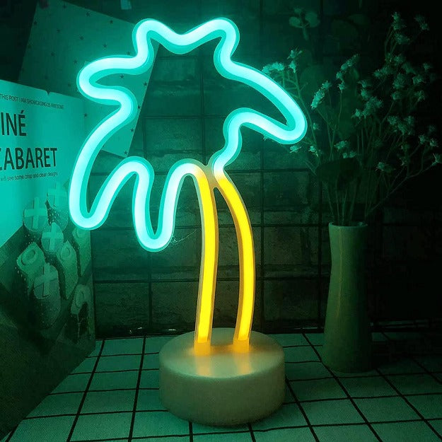 Neon Sign Table Lamp | Battery & USB Operated | Palm Tree
