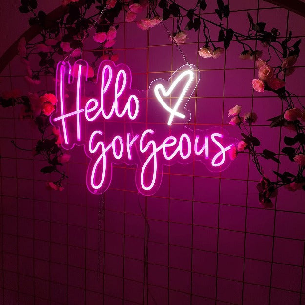 Hello Gorgeous Neon Sign Neon Signage  Chronos lights