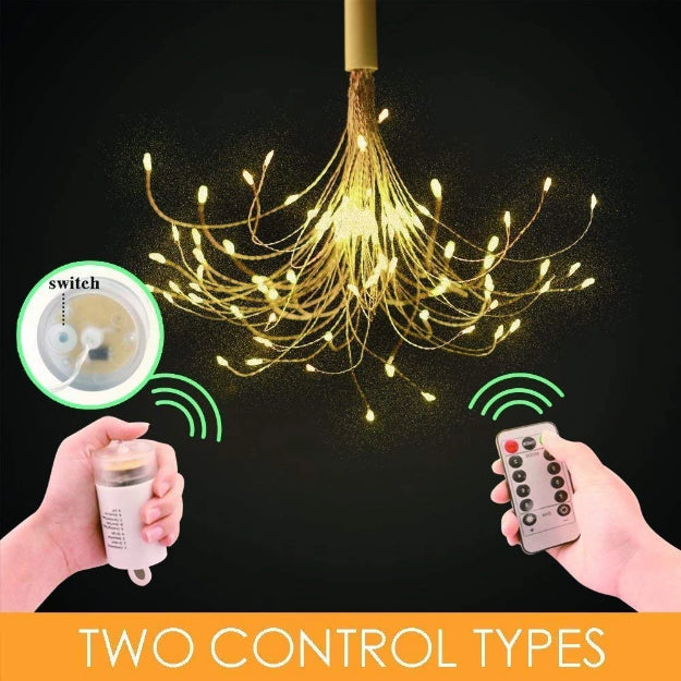 Firework Fairy Lights - 4AA Battery Operated | 8 Function Remote Control | IP44 Waterproof | Warm White - Chronos