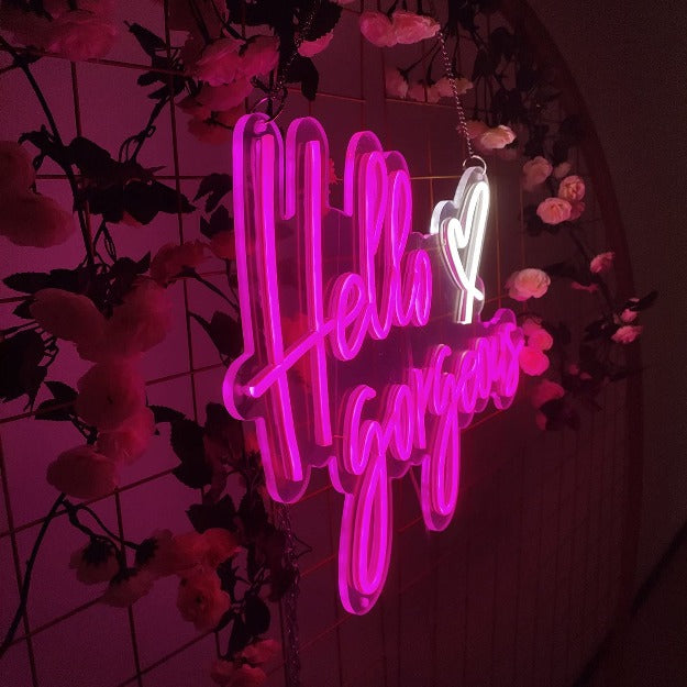 Hello Gorgeous Neon Sign Neon Signage  Chronos lights