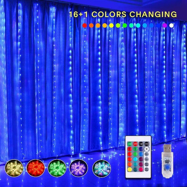 RGB-Fairy-curtain-chronosRGB Copper Wire Fairy LED String Lights - 16 Color Changing RGB Remote Control