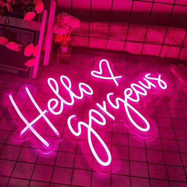 Hello Gorgeous Neon Sign Neon Signage  Chronos lights
