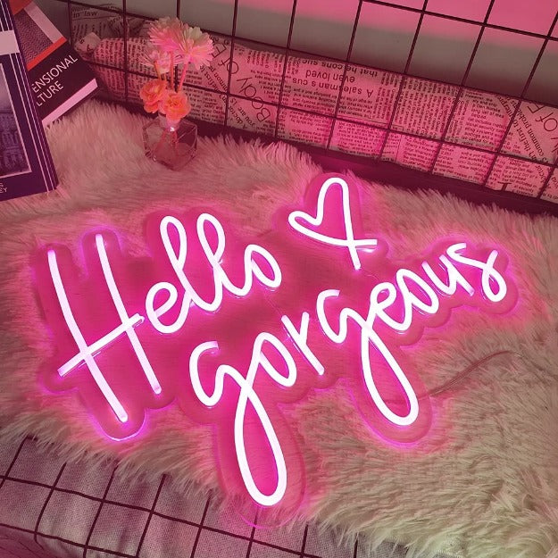 Hello Gorgeous Neon Sign Neon Signage  Chronos lights