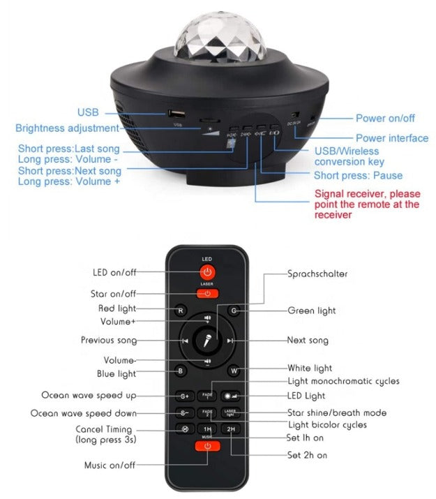 Star & Galaxy Projector Lamp with Bluetooth Speaker Chronos