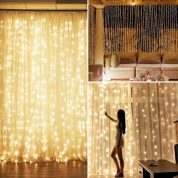 Curtain Fairy Lights - USB Powered | 8 Function Remote Control | Warm White - Chronos