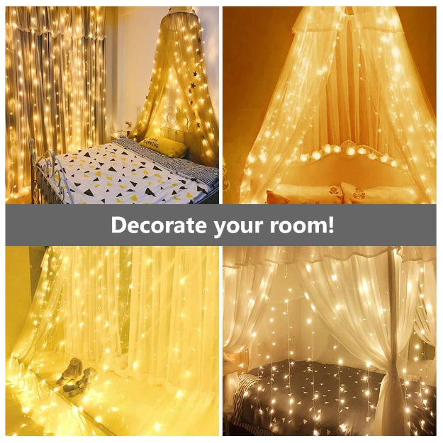 Curtain Fairy Lights - USB Powered | 8 Function Remote Control | Warm White - Chronos
