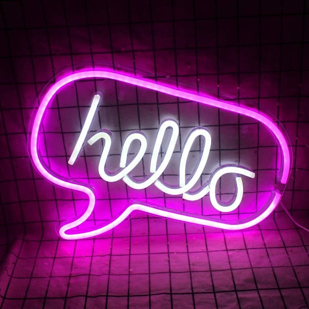 Neon Sign Light | Wall Hanging | Hello