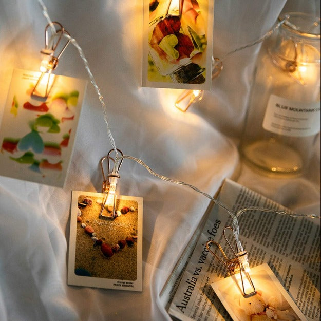 Rose Gold Photo Clips Lights - Warm White LED Chronos