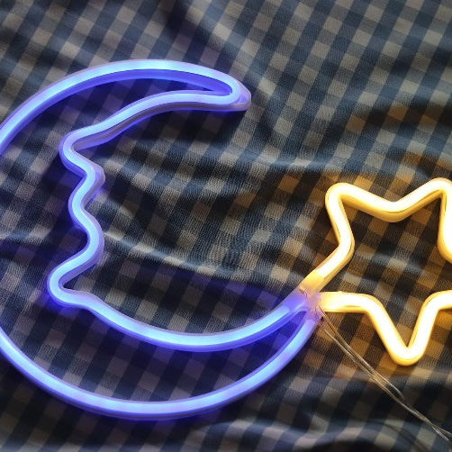 Neon Sign Light | Wall Hanging | Moon Star