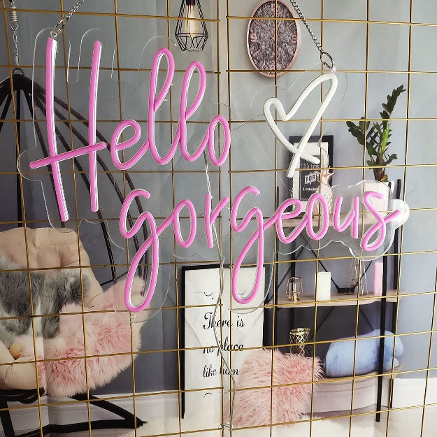 Hello Gorgeous Neon Sign Neon Signage  Chronos lights
