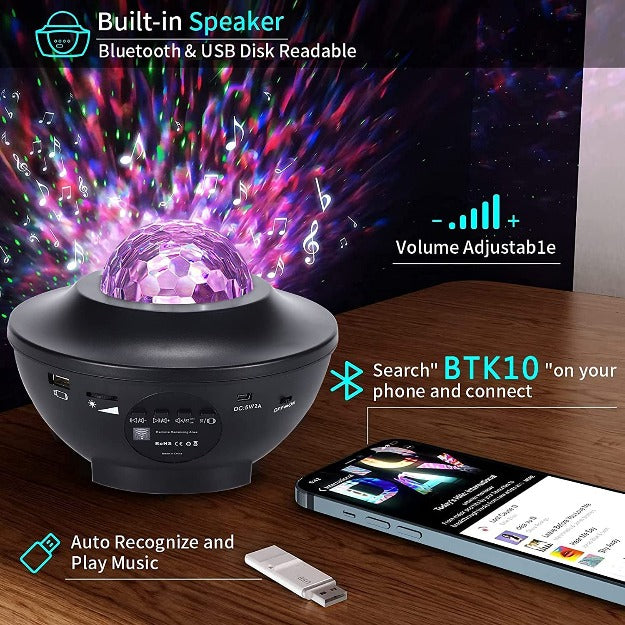 Star & Galaxy Projector Lamp with Bluetooth Speaker Chronos