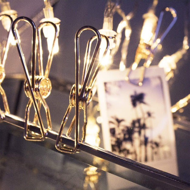 Gold Photo Clips Lights - Warm White LED Chronos