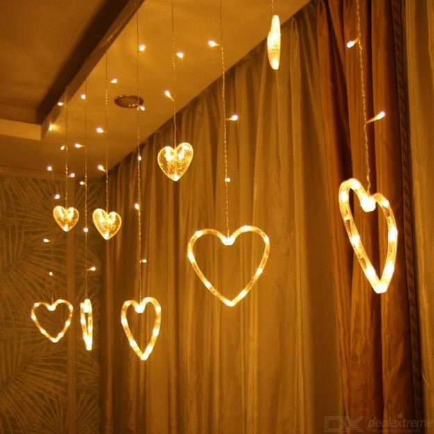 Heart Curtain Lights | Warm White LED - Chronos