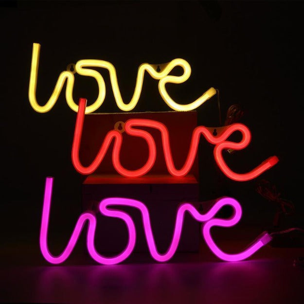 Neon Sign Lamp Wall Hanging | Battery & USB Operated | Love