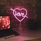 Neon Sign Table Lamp | Battery & USB Operated | Cupid Heart with Love