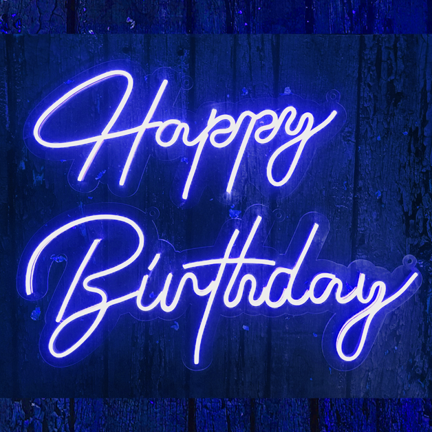 Happy Birthday Neon Sign Light | Model 2 | Blue