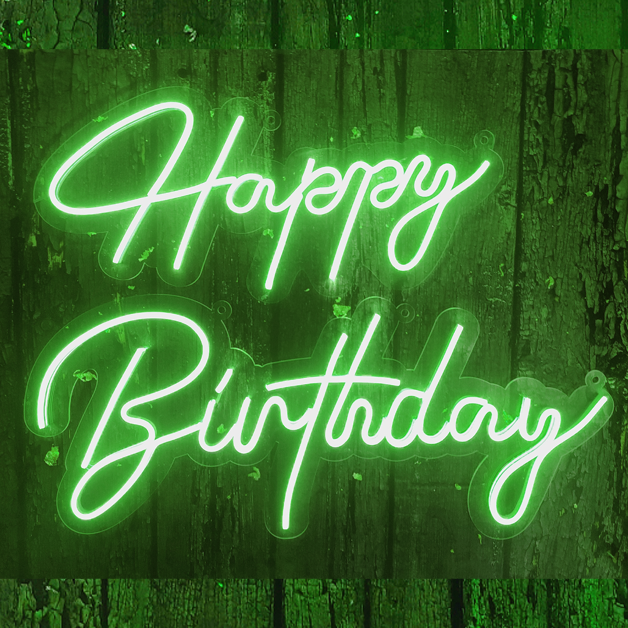 Happy Birthday Neon Sign Light | Model 2 | Green