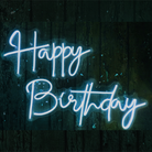 Happy Birthday Neon Sign Light - Model 1 | Ice Blue