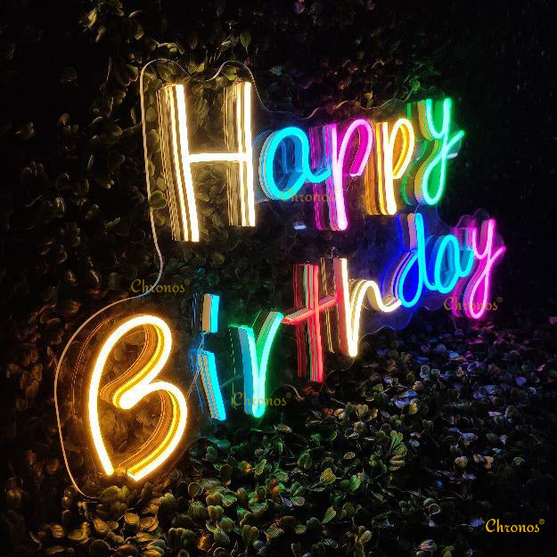 MINI HAPPY BIRTHDAY PP MULTI NEON SIGN LIGHT CHRONOS