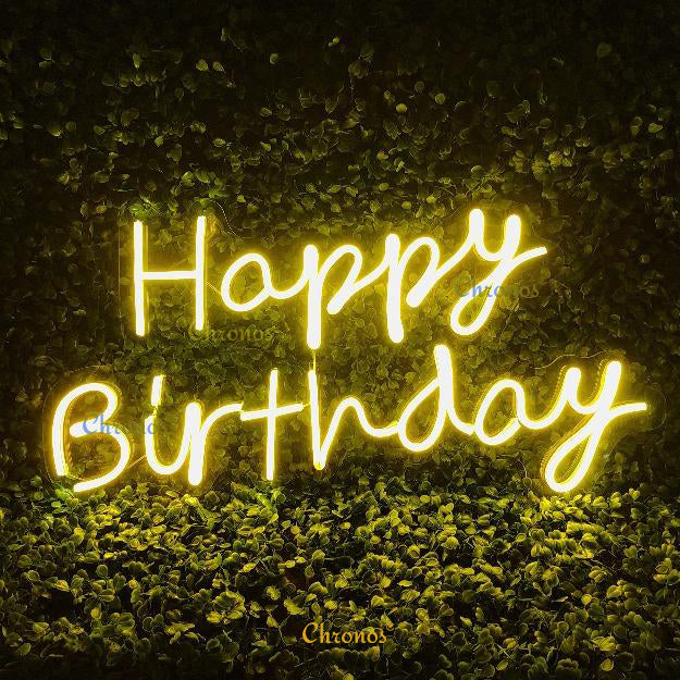 MINI HAPPY BIRTHDAY PP YELLOW NEON SIGN LIGHT CHRONOS