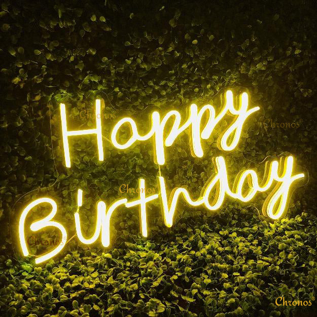 MINI HAPPY BIRTHDAY PP YELLOW NEON SIGN LIGHT CHRONOS