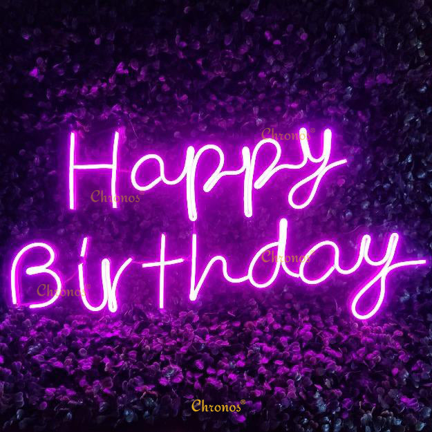 MINI HAPPY BIRTHDAY PP PURPLE NEON SIGN LIGHT CHRONOS