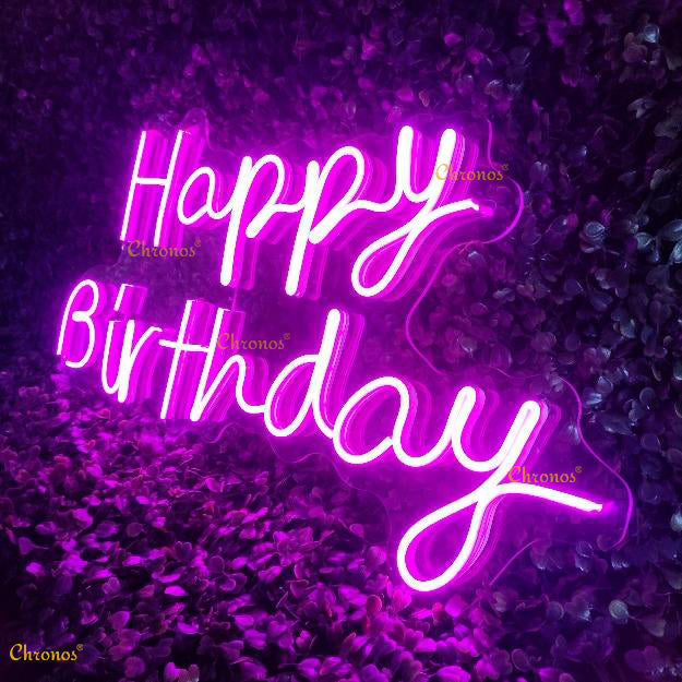 MINI HAPPY BIRTHDAY PP  PURPLE NEON SIGN LIGHT CHRONOS