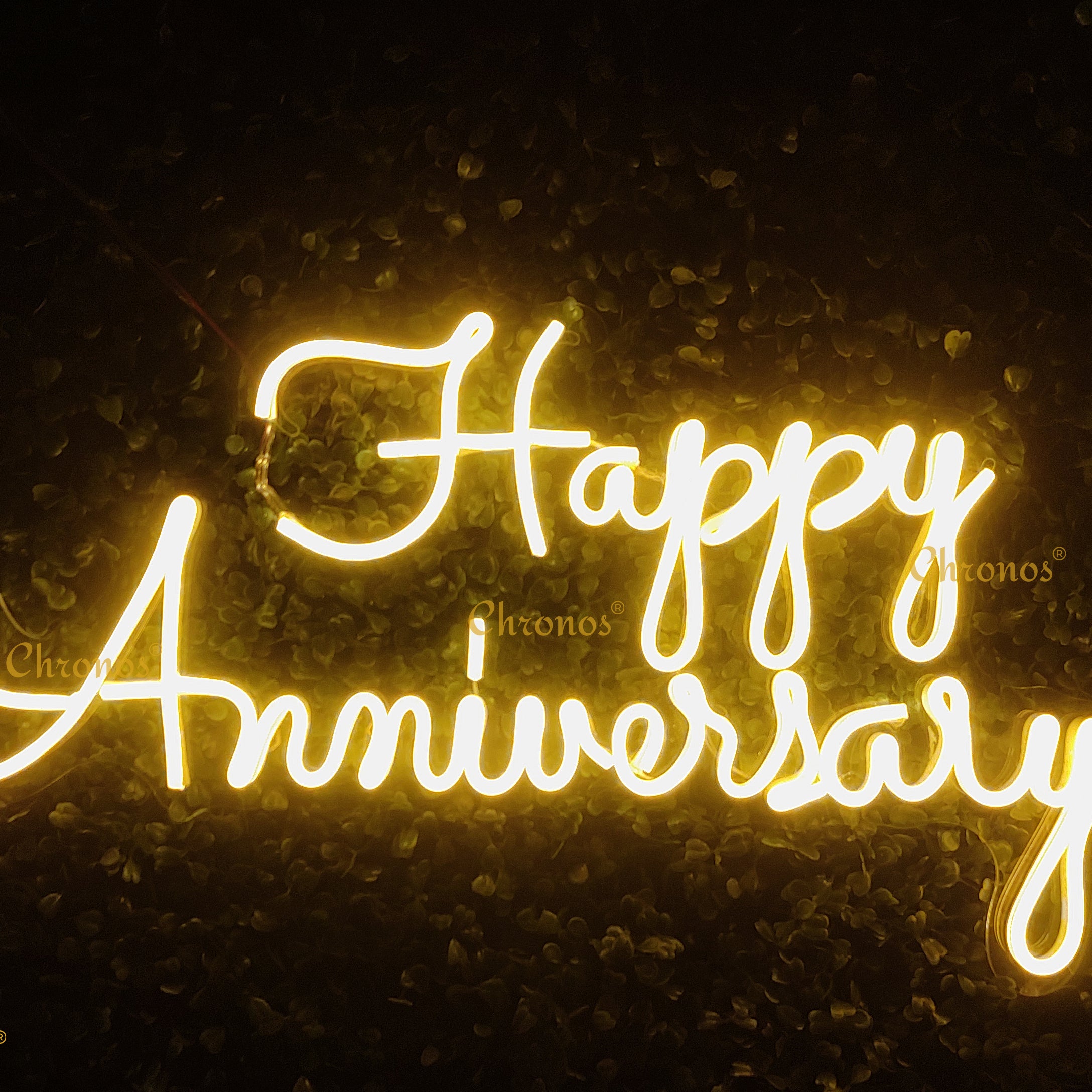 Happy Anniversary Neon Sign Light | Yellow | Chronos