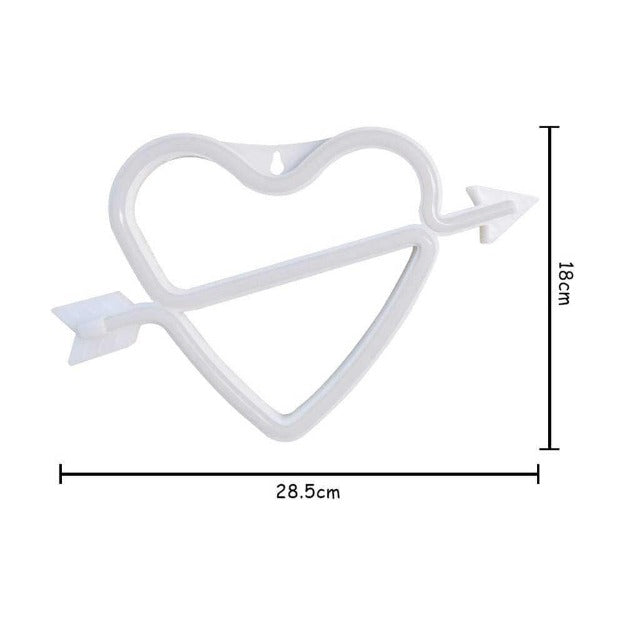 Neon Sign Lamp Wall Hanging Battery & USB Operated Cupid Heart