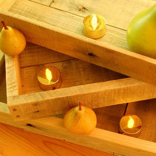 LED Gold Tea Light Candles | Amber Yellow | Pack of 24 - Chronos