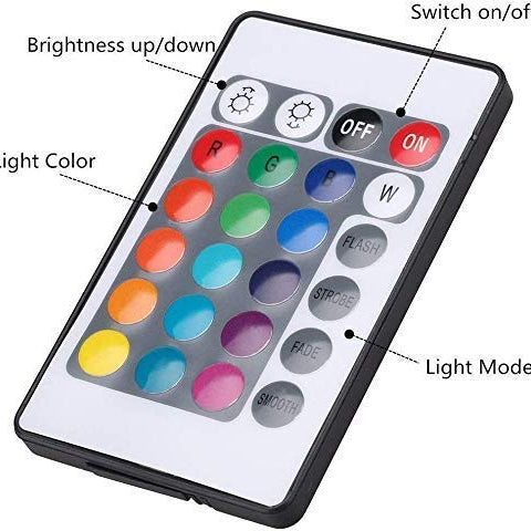 LED Strip Light RGB multicolor 5050 24 Key Remote Control Water Resistant 16 Color