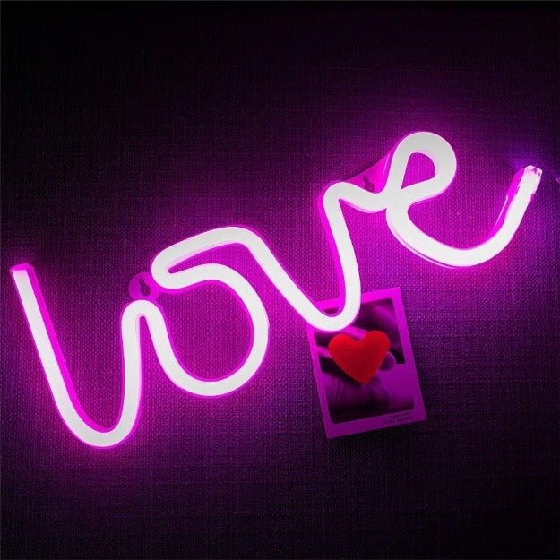 Neon Sign Lamp Wall Hanging | Battery & USB Operated | Love