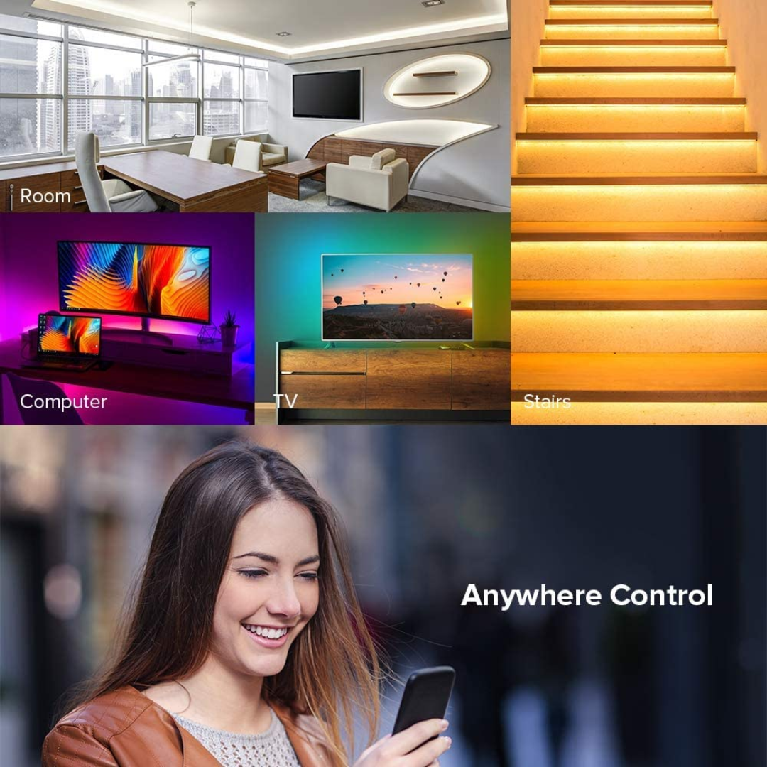 Smart WiFi RGBIC Strip Controller App enabled with Alexa / Google Home Voice Control & 28 Key Remote