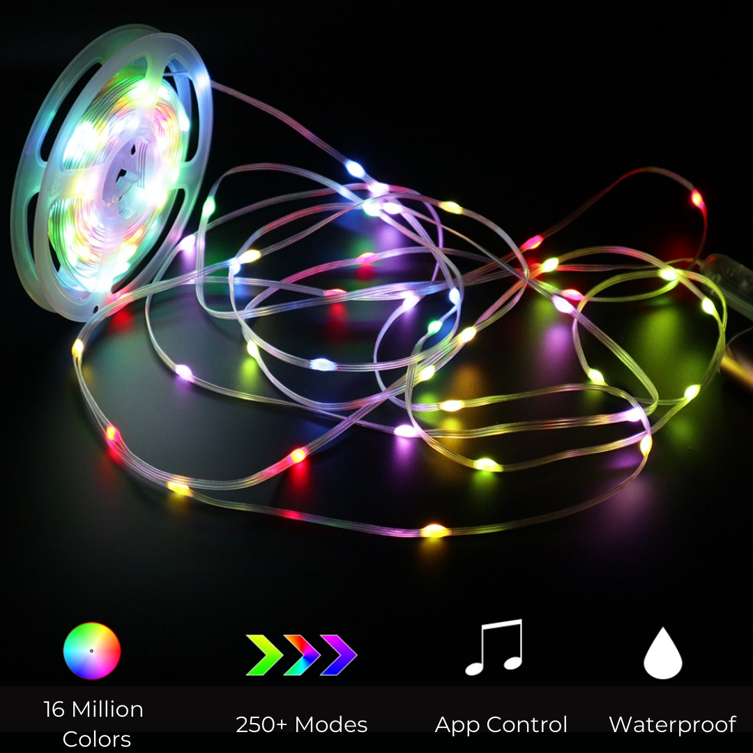 Smart Pixel RGBIC LED Fairy Lights USB Powered | Remote Controller & Smart App