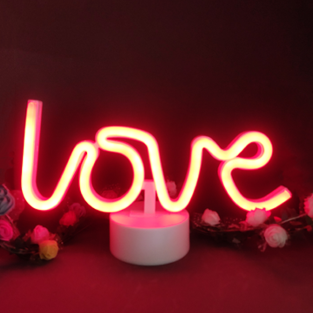 Neon Sign Table Lamp | Love Red | Battery & USB Operated