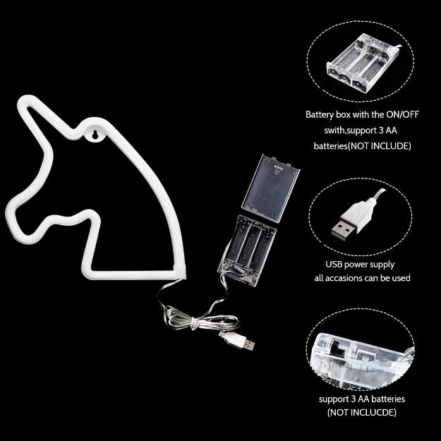 Neon Sign Lamp Wall Hanging | Battery & USB Operated | Unicorn