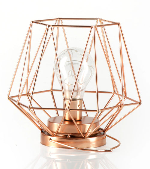 Geometric Metal Cage Lamp - Rose Gold - Chronos