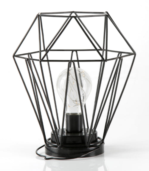 Geometric Metal Cage Lamp - Matte Black - Chronos