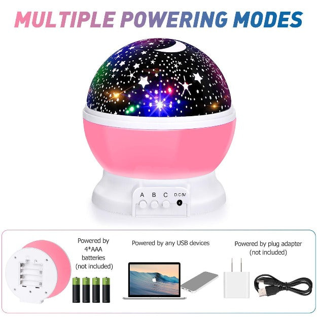 Rotating LED Star Moon Night Lamp | Multicolour Chronos