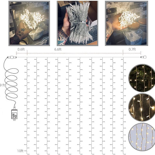 Soft warm white curtain lights for cozy bedroom and balcony ambience