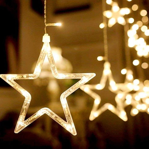 Cozy star curtain LED fairy lights for bedroom wall décor and dreamy ambiance