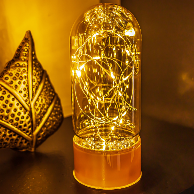 Glass Table Lamps with Fairy Lights | Bell Jar Top