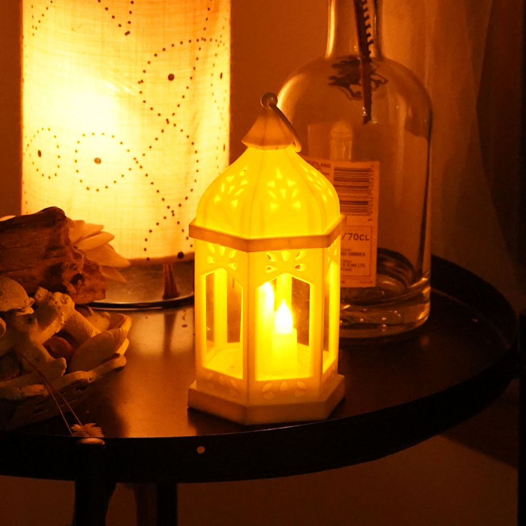 Moroccan Decorative Lantern with LED Candle | Battery Operated