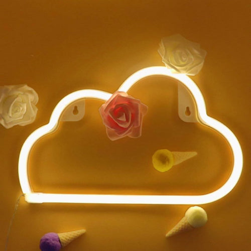 Neon Sign Lamp Wall Hanging | Battery & USB Operated | Cloud (Warm White) - Chronos