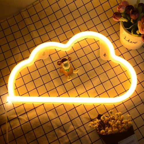 Neon Sign Lamp Wall Hanging | Battery & USB Operated | Cloud (Warm White) - Chronos
