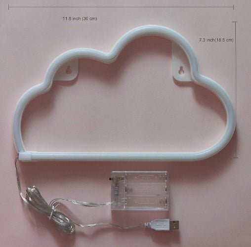 Neon Sign Lamp Wall Hanging | Battery & USB Operated | Cloud (Warm White) - Chronos